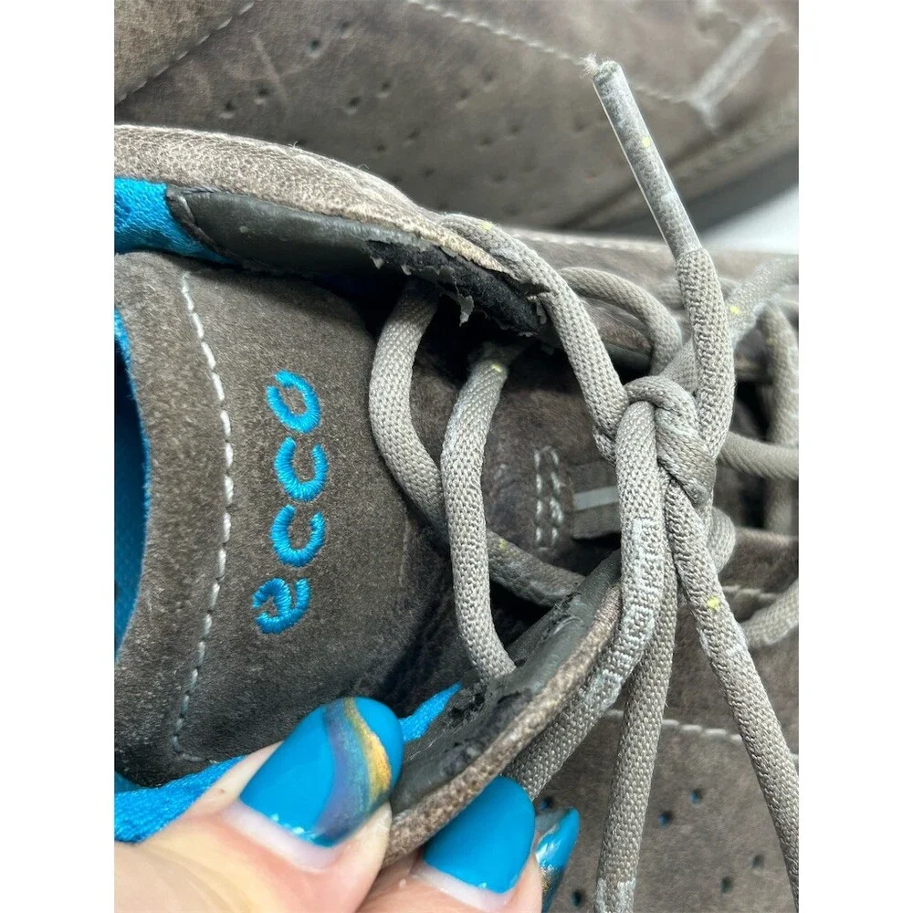 ECCO BIOM Grip Men's Low Top Lace-Up Sneakers Gray Brown Taupe Blue Lining 45